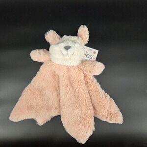 Miles The Happy Pup Pink Beige Plush Security Blanket Lovey Toy Baby Kids